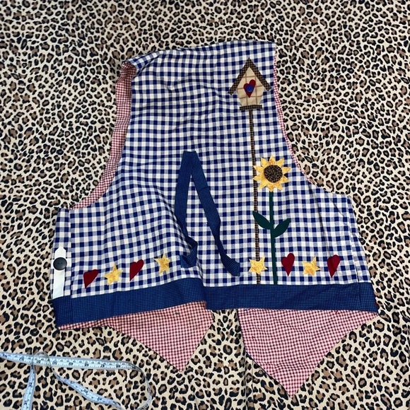 Vintage 90s Kitschy Aesthetic Vest Adjustable Home Made Sunflower Garden Picket - Picture 4 of 4